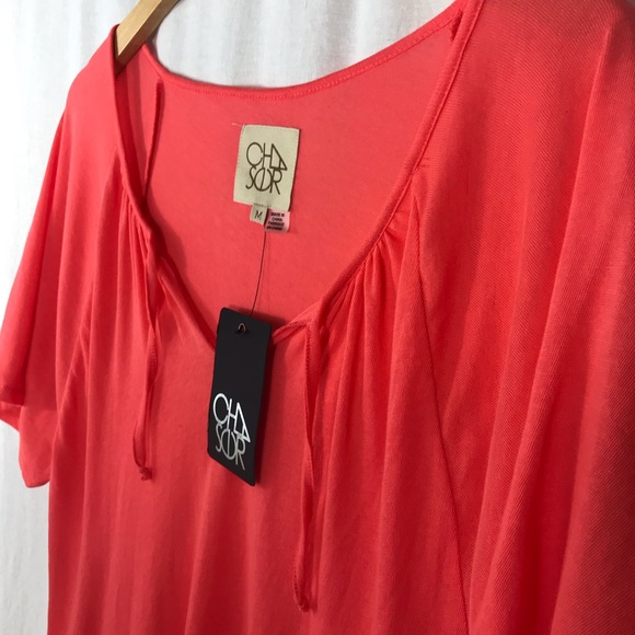 Chaser Tops - NEW Chaser Gauzy Cotton Flouncy Hi Lo Henley